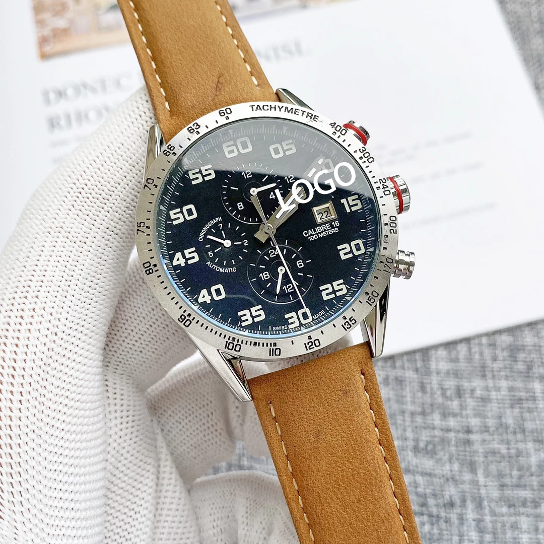 

TA G Carrerra 1887 Space Series Digital Dial Automatic Mechanical Movement Cowhide Strap Multifunctional Men's Mechanical Watch