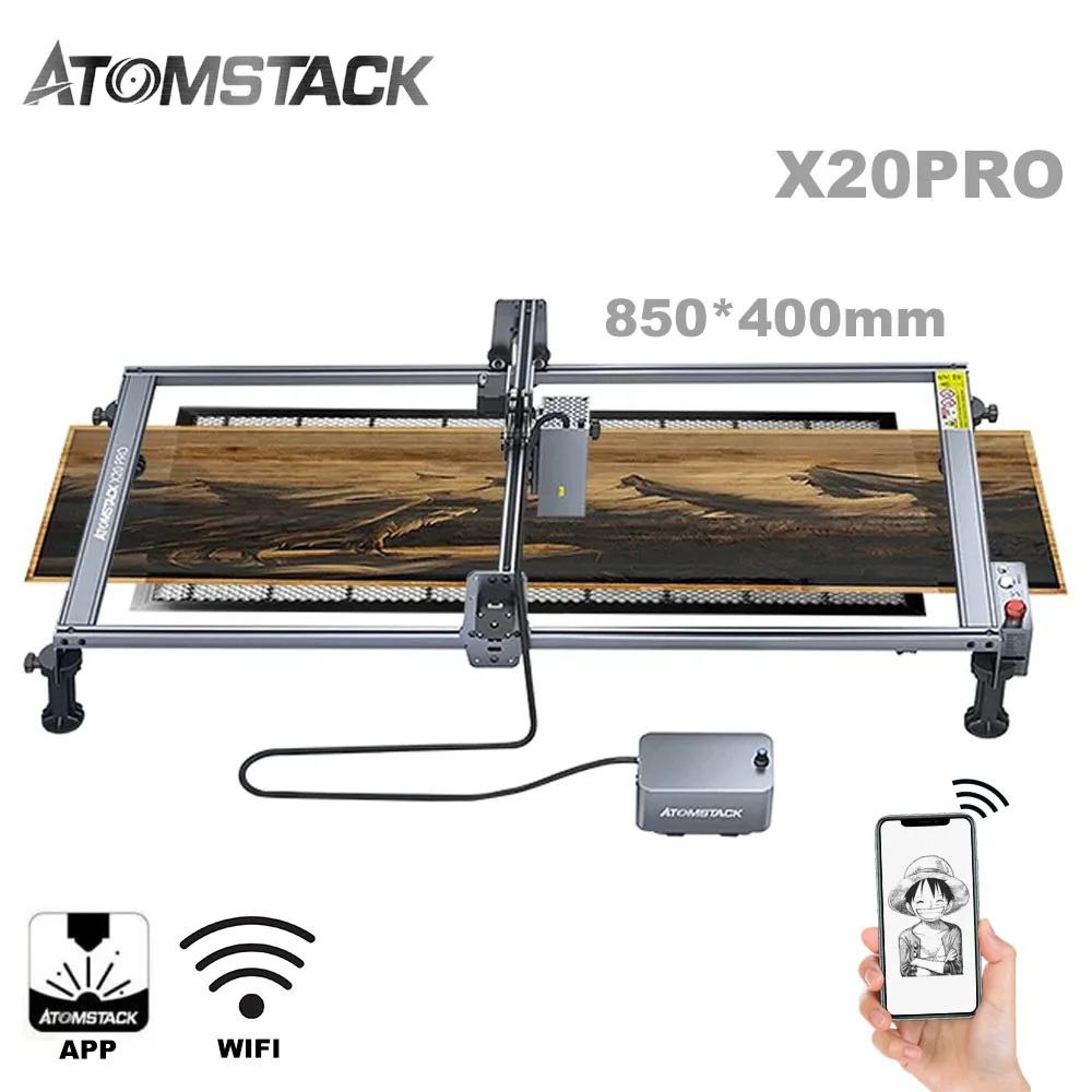 

ATOMSTACK S20 X20 Pro Laser Engraving Machines Wifi Offline Control 850*400mm Area Wood Cutting Glass Metal Marking Machine