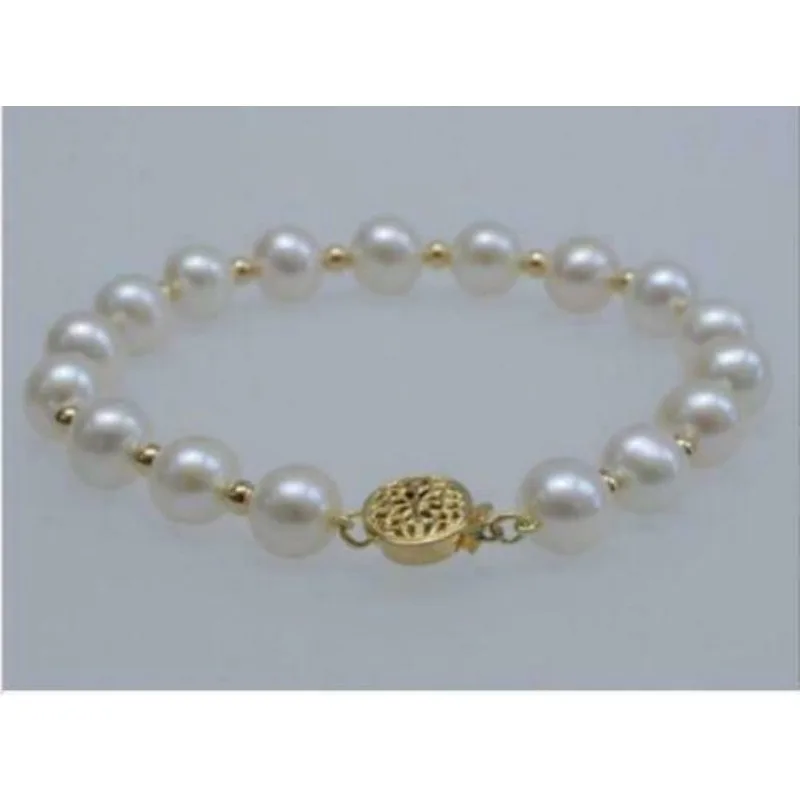 Женский браслет из натурального белого жемчуга Южного моря диаметром 9–8 мм с