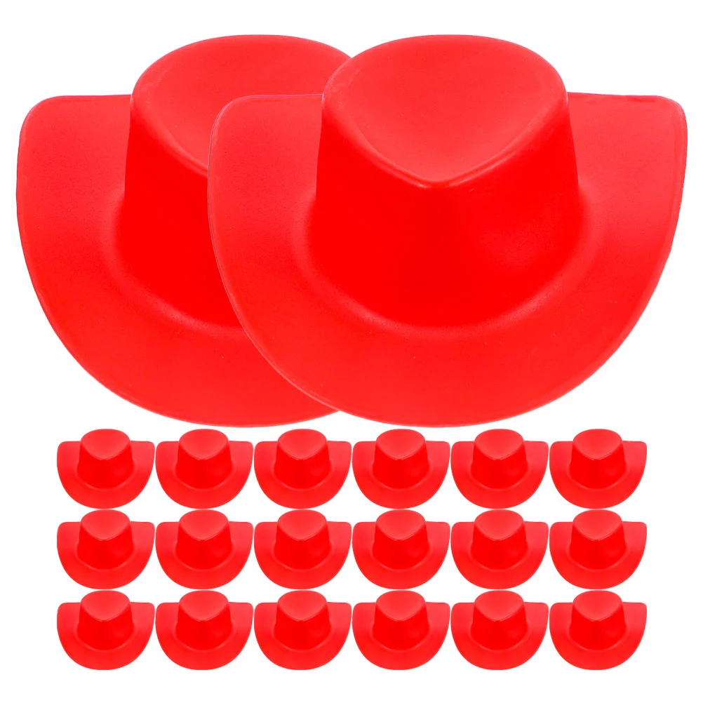 

20 Pcs Mini Western Cowboy Hat Tiny Hats Cake Decorations Decorative Items Miniature Mall Plastic