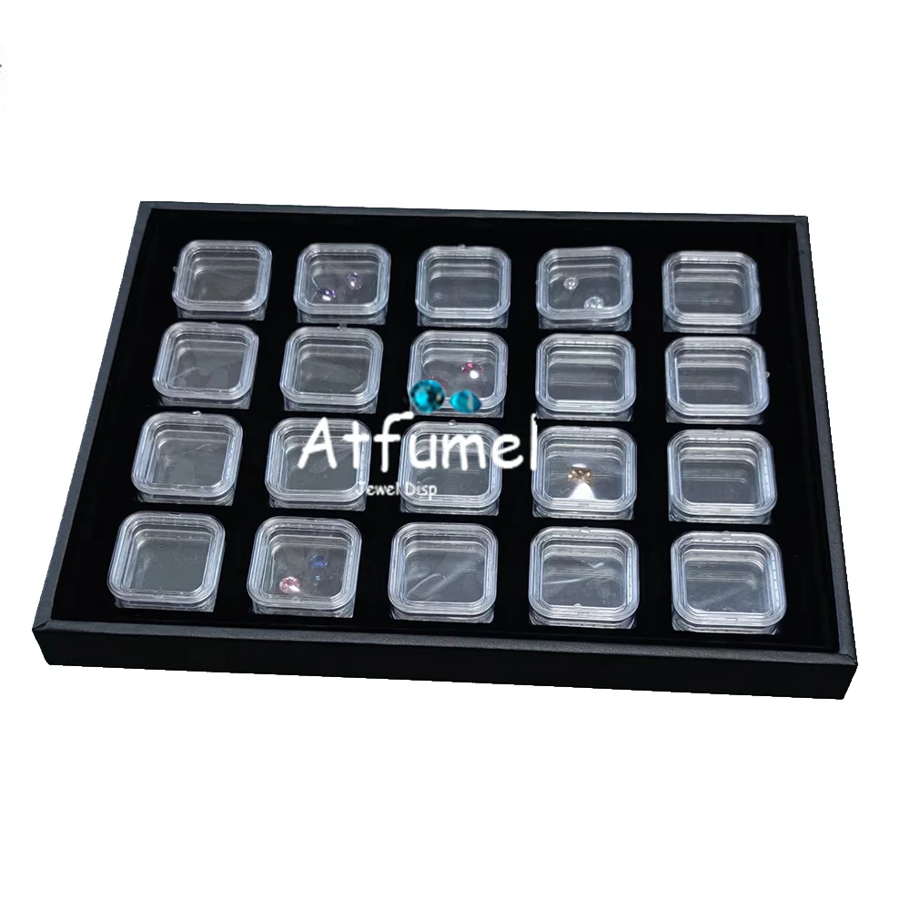 20Pcs Transparent Diamond Box Floating Gemstone Display Packaging Box Jewelry Gems Diamond Storage Charm Beads Organizer Tray