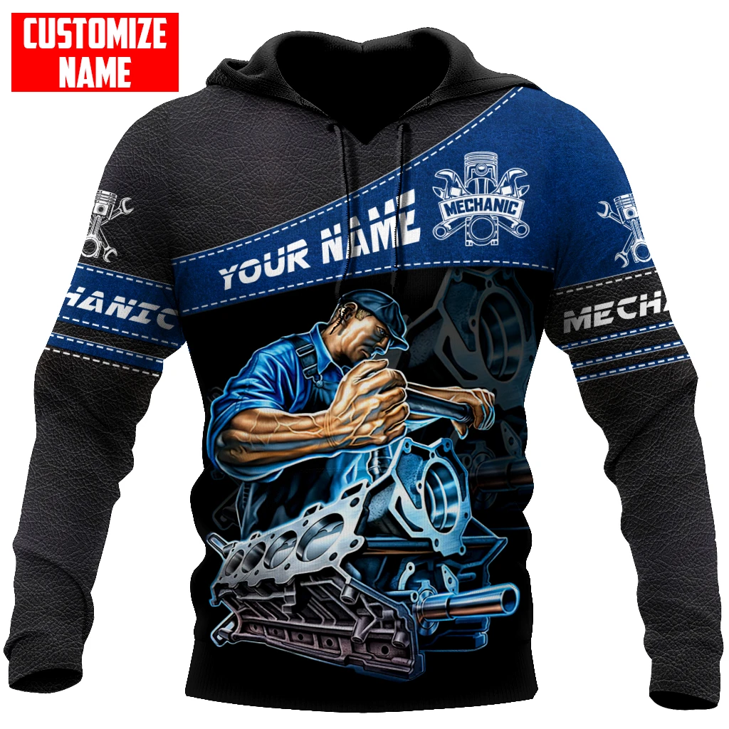 

Personalized Name Mechanic 3D Full Print Hoodie Unisex Long Sleeve Sweatshirt Casual Zip Hoodie Men's Sportswear M385