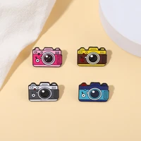 creative candy color camera metal brooch backpack accessory cartoon vintage camera lapel badge kids hat accessories jewelry gift