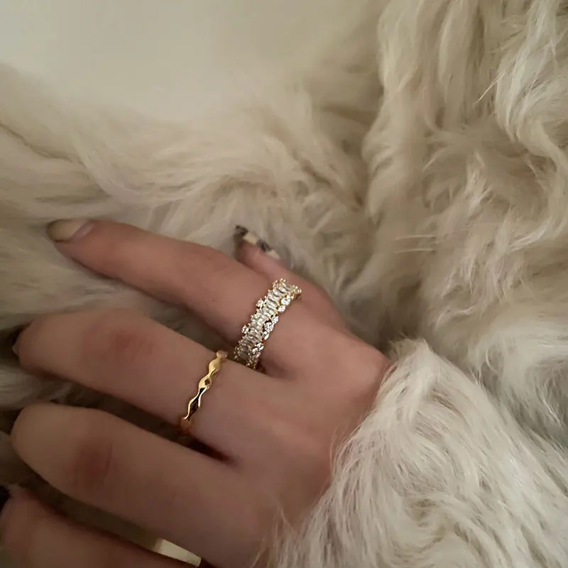 

FMILY Minimalist 925 Sterling Silver Personality Wave All-match Ring Fashion Creative Hip-hop Punk Jewelry for Girlfriend Gift