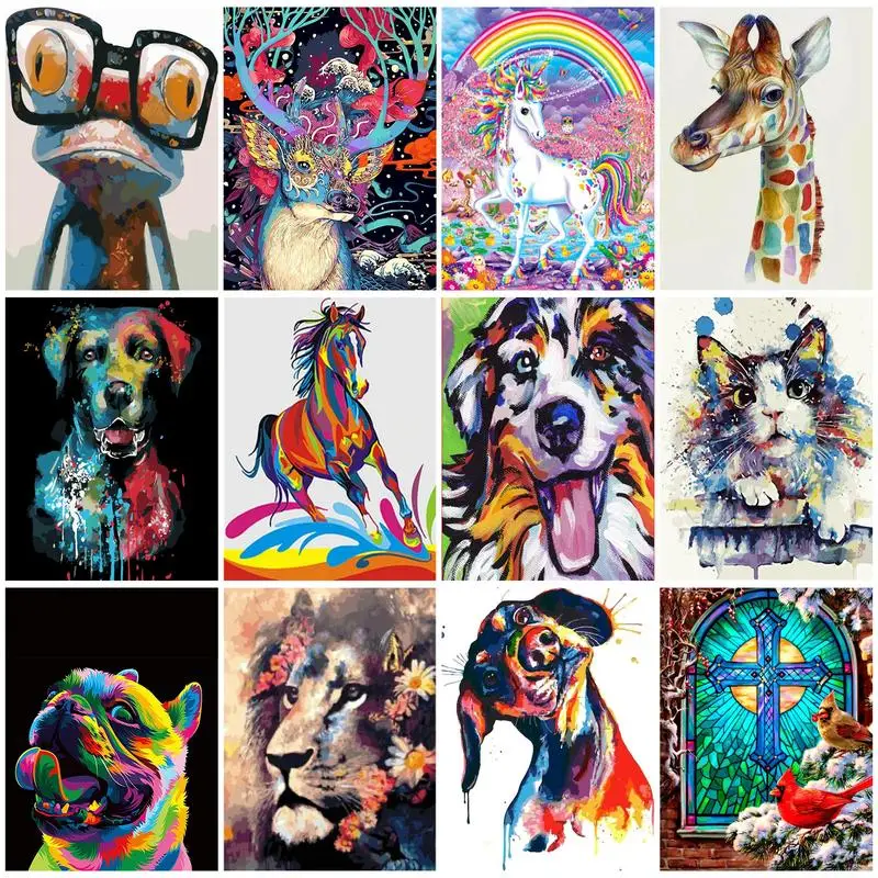 

SDOYUNO DIY Crafts Oil Paintings By Numbers Animal Oil Painting HandPainted Coloring By Number Home Wall Decor On Canvas Drawing