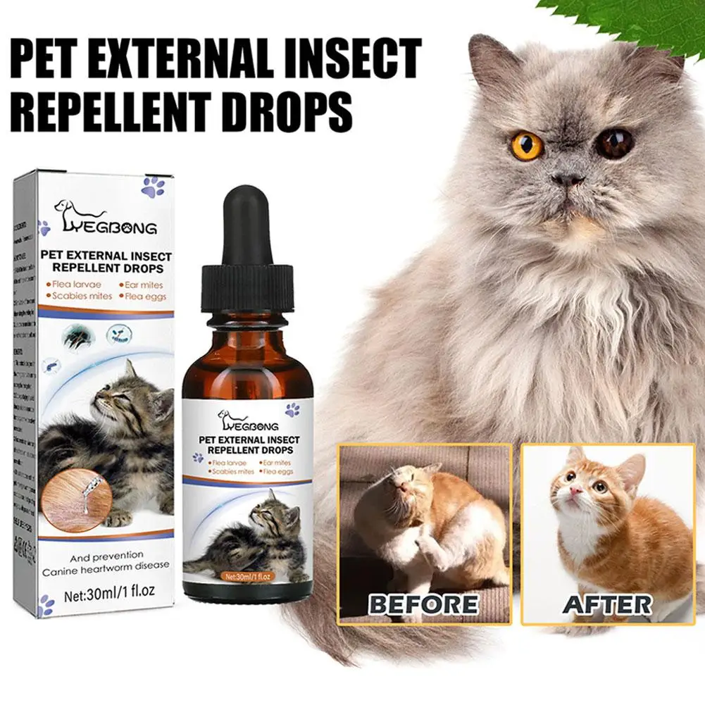 

30ml Pets Dog Cat Anti-Flea Drops Insecticides Flea Insect Flea And Pet Formula Tick Flea Concentrate Remover Lice Spray Re H2H5