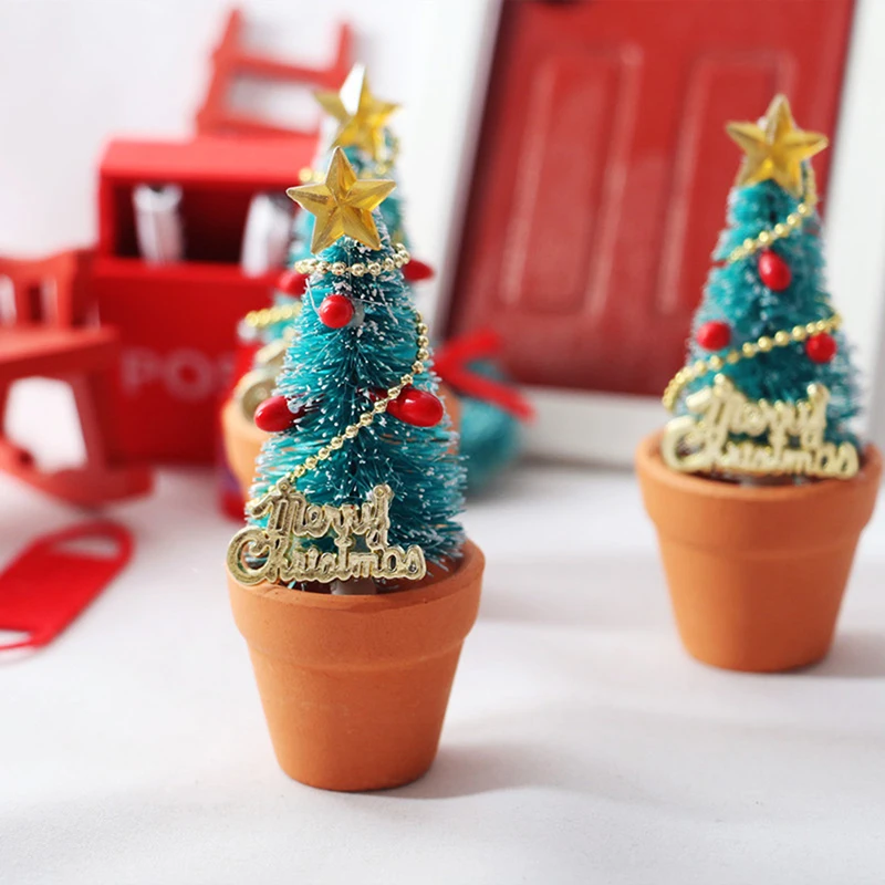 

1PC 1:12 Dollhouse Miniture Christmas Tree Potted Plants Decorative Model Toys Accessories For Doll House Holiday Decoration