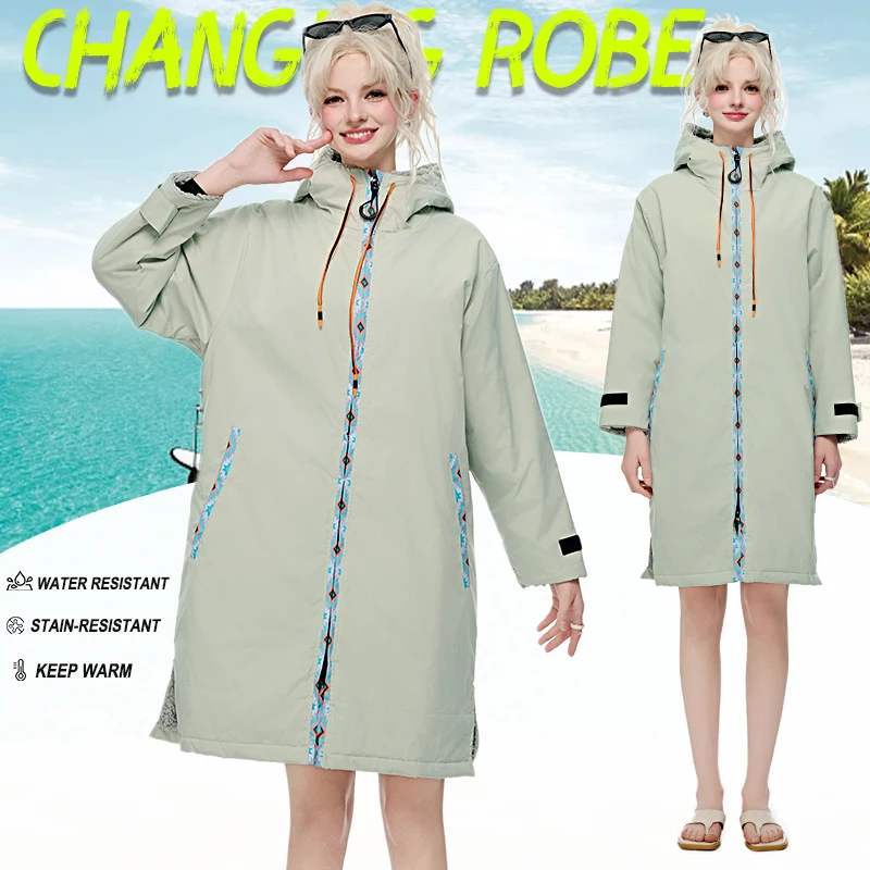 Фото SAILBEE Surf, куртка из ткани из микрофибры, плащ с капюшоном, пляжный серфинг, бассейн, подкладка, плащ, пальто унисекс, теплый халат для дайвинга №1