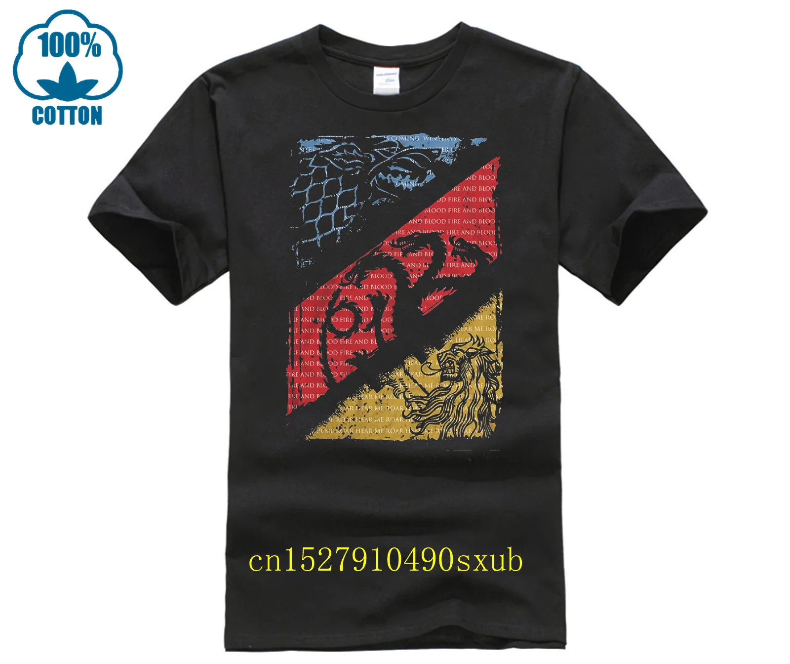 80S Vintage Fashion Game Of T Shirt Thrones fan Movie House Stark Tee Targaryen lannister shirt Homme Short Sleeves