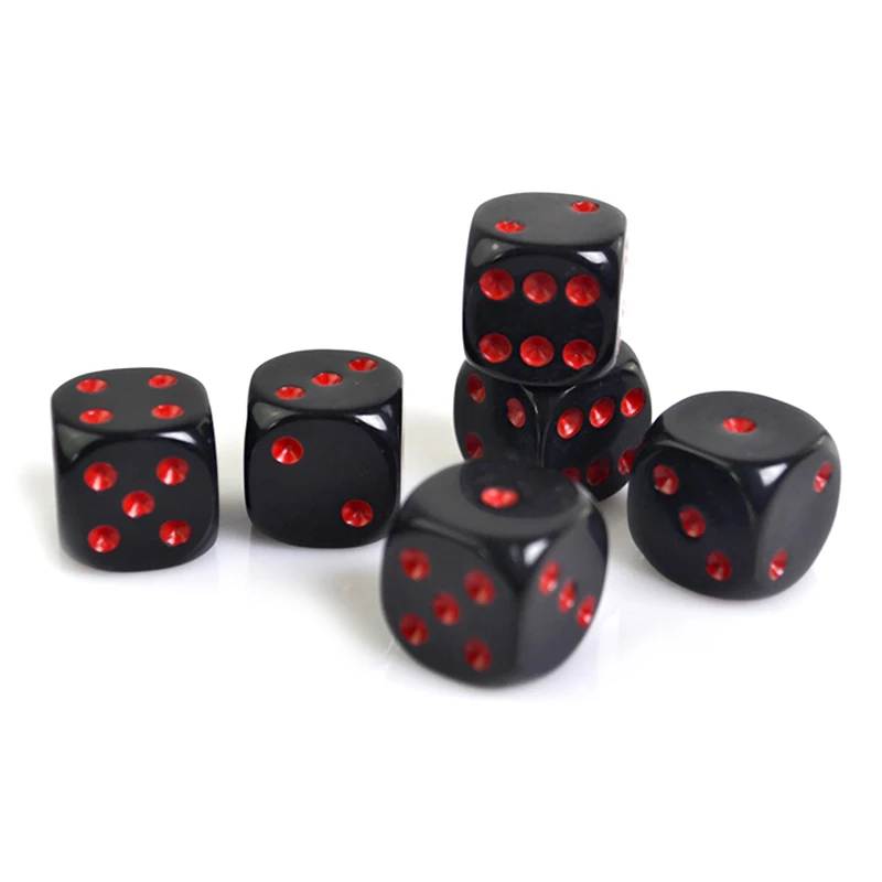

10Pcs 16mm High Quality Red Black Six Sided Spot Playing Games Dice Set Opaque Dice For Bar Club Party Board Game