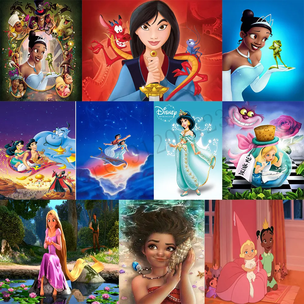 

Алмазная живопись Disney, принцесса, картина из страз 5D «сделай сам», Волшебная Лампа Алладина Mulan, Набор для вышивки крестиком