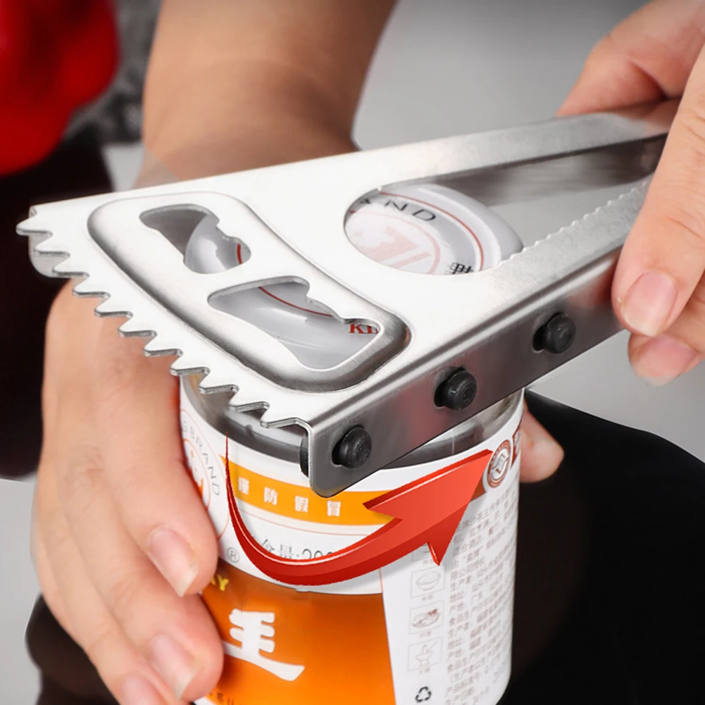 

Кухонный инструмент, портативный многофункциональный консервный нож из нержавеющей стали с защитой от коррозии, 6 в 1, экономия усилий для д...