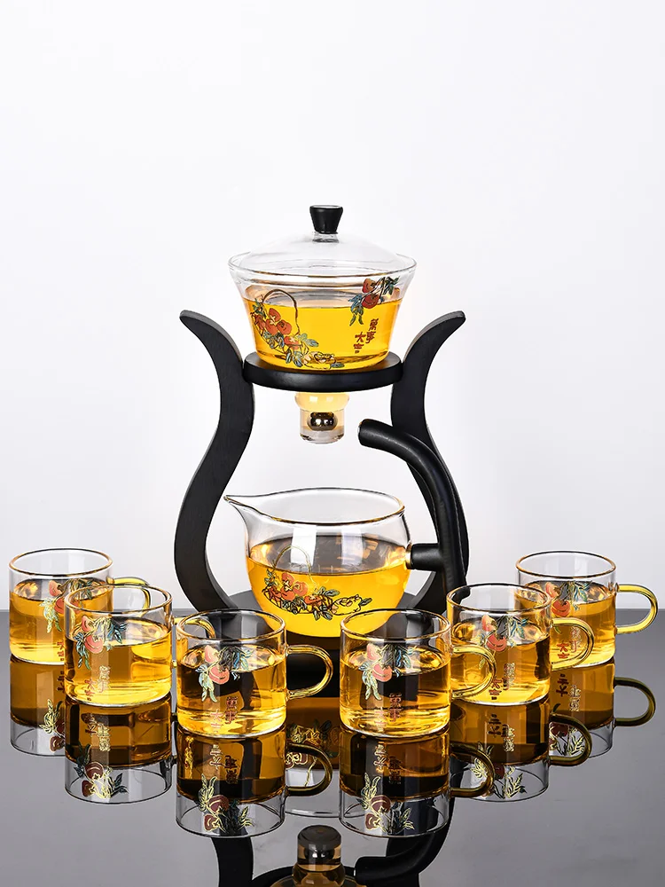 

Glass Semi-automatic Drinkware Lazy Teapot Household Tea Maker Kettle Teahouse Tea Ceremony Tea Set Kungfu Teacup