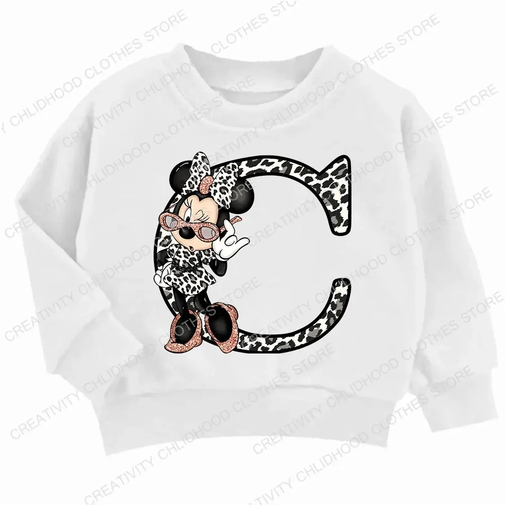 Детская толстовка с капюшоном Disney Minnie Letter A B C D детская повседневная одежда