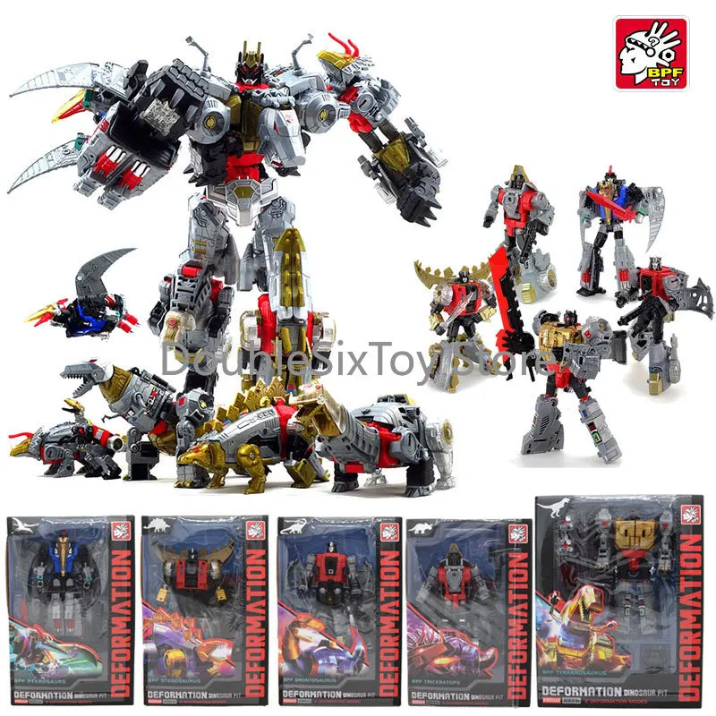 

5IN1 BPF Transformation G1 Toy Dinoking Volcanicus Grimlock 17cm Slag Sludge Snarl Swoop 14cm Dinobots Action Figure Model ABS