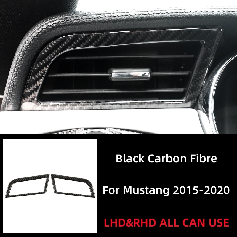 

Для Ford Mustang GT 2015-2021 углеродное волокно, автоматическая приборная панель, левая и правая накладка на вентиляционные отверстия, наклейки, рамка, аксессуары для салона автомобиля