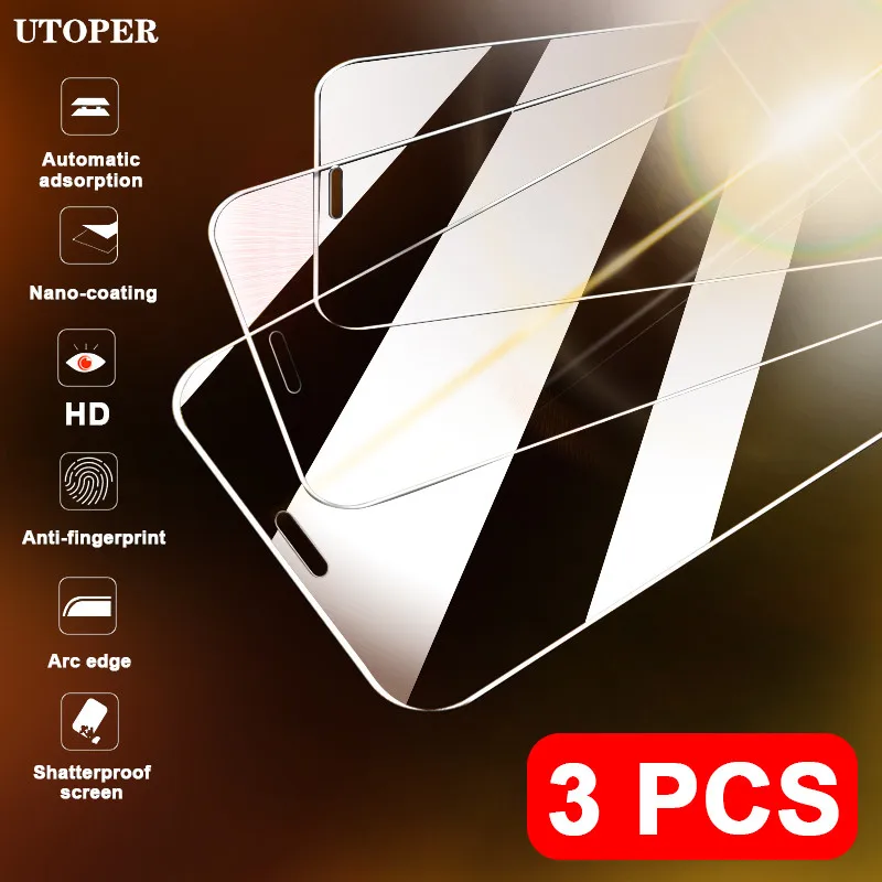 

1-3PCS Full Cover Tempered Glass On For iPhone 11 12 13 Pro Max Mini Screen Protector Glass For iPhone Xs Max X XR 7 8 Plus Film