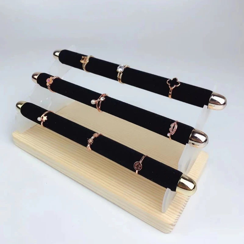 3 Layers Acrylic Suede Ring Storage Display Rack Jewelry Storage Organizer Transparent Jewelry Display Multiple Style Options