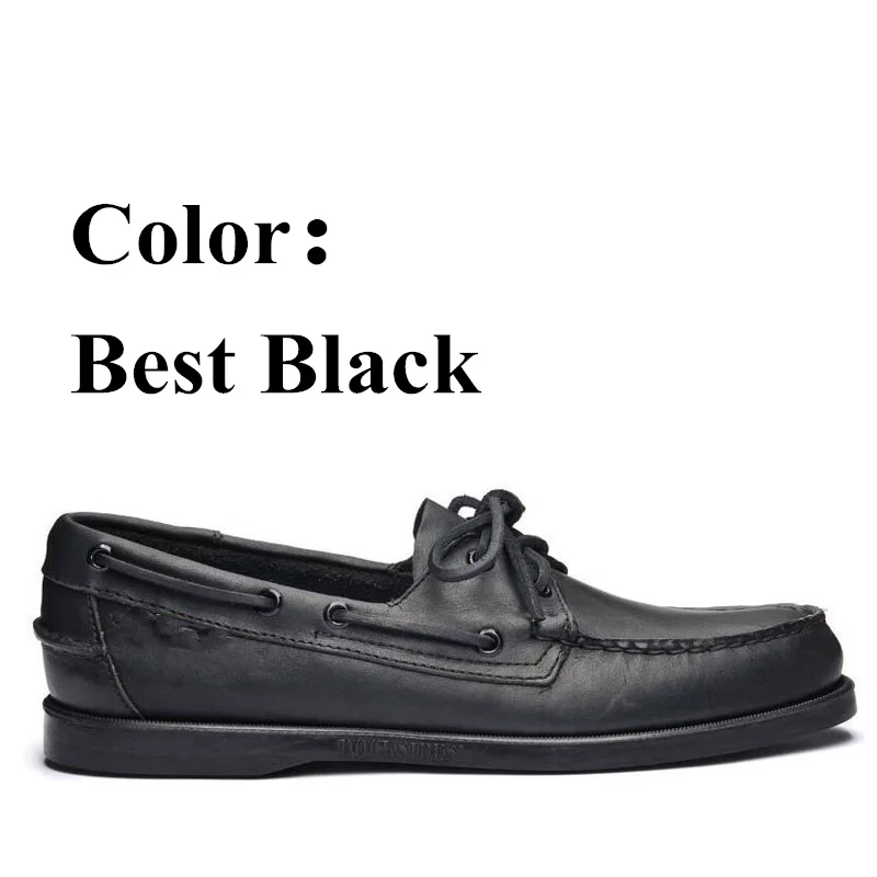 Men Genuine Leather Docksides Classic Boat Shoes,Men Designer Sneakers For Homme Femme Black Brown Navy Blue Brown Loafers Y027