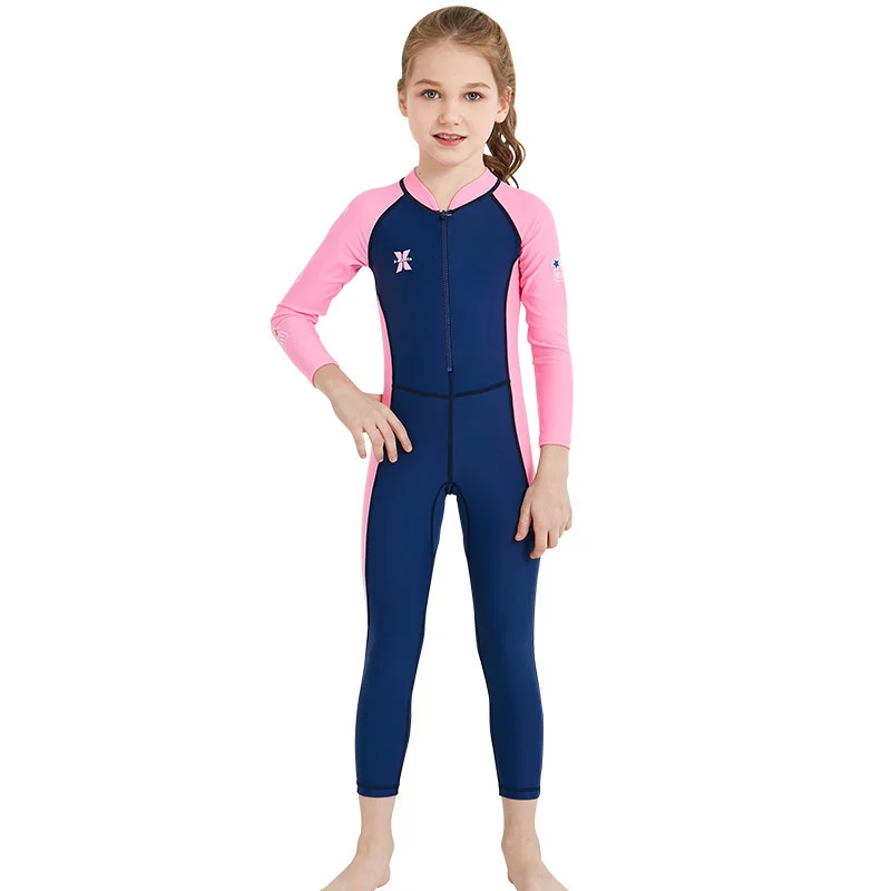 

One-piece Kids Swimwear Children's Long Sleeve Swimsuit Girls Boys Sleeves Quick Dry Suit Keep Warm Uv Protection 3 Colors