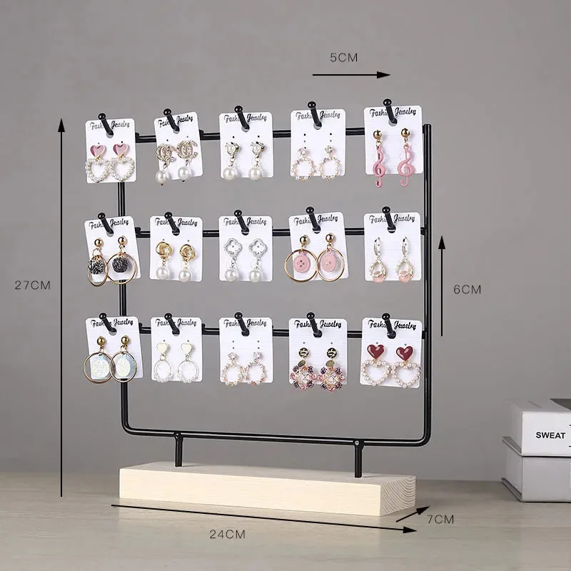 Black Earrings Jewelry Display Stand Hook Up Jewelry Organizer Rack Holder Activity Necklace Ring Display Stand Store Decoration