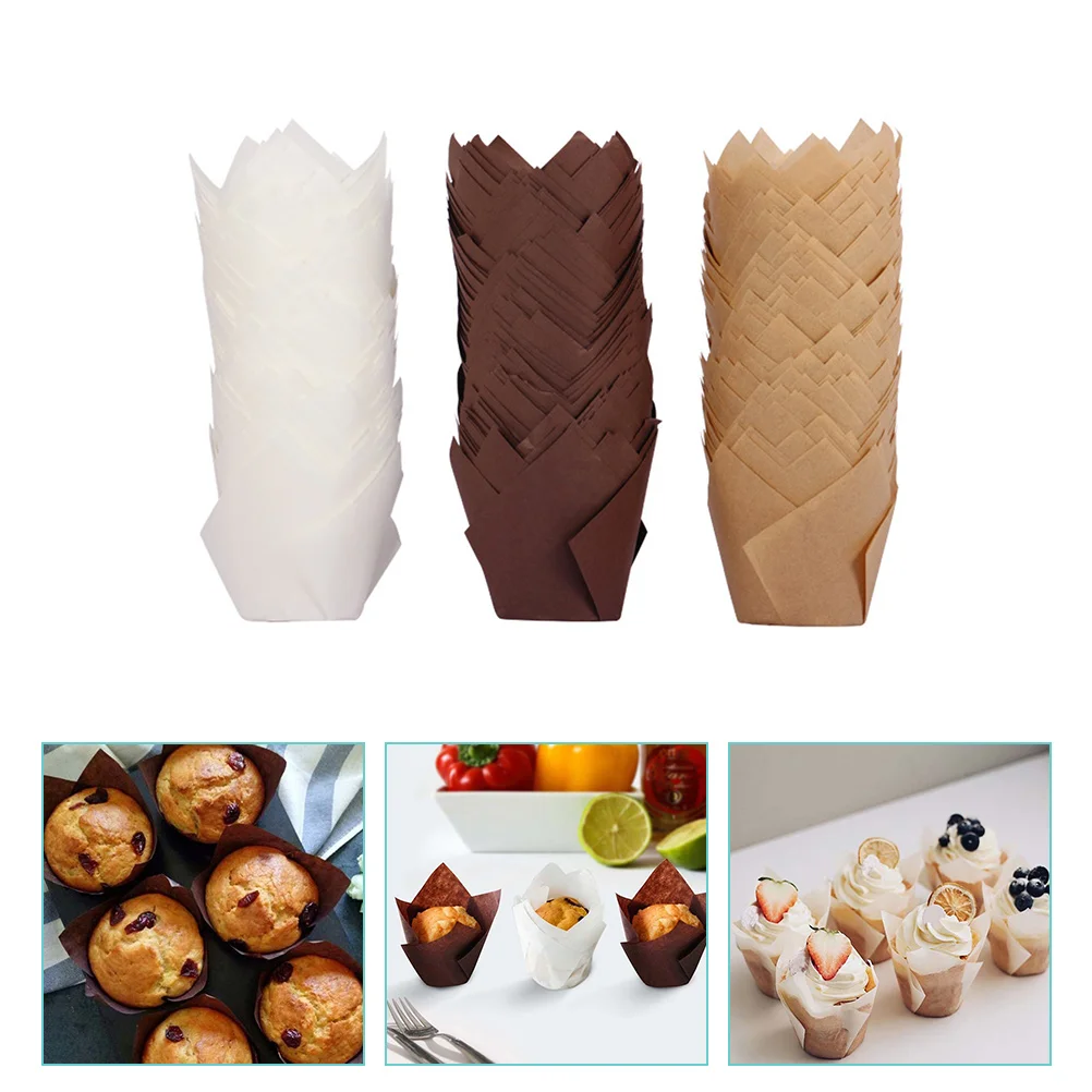 

Tulip Cake Cupcake Liners Baking Trays Supplies Paper Muffin Wrappers Accessories Pastry Wedding Wrapping And