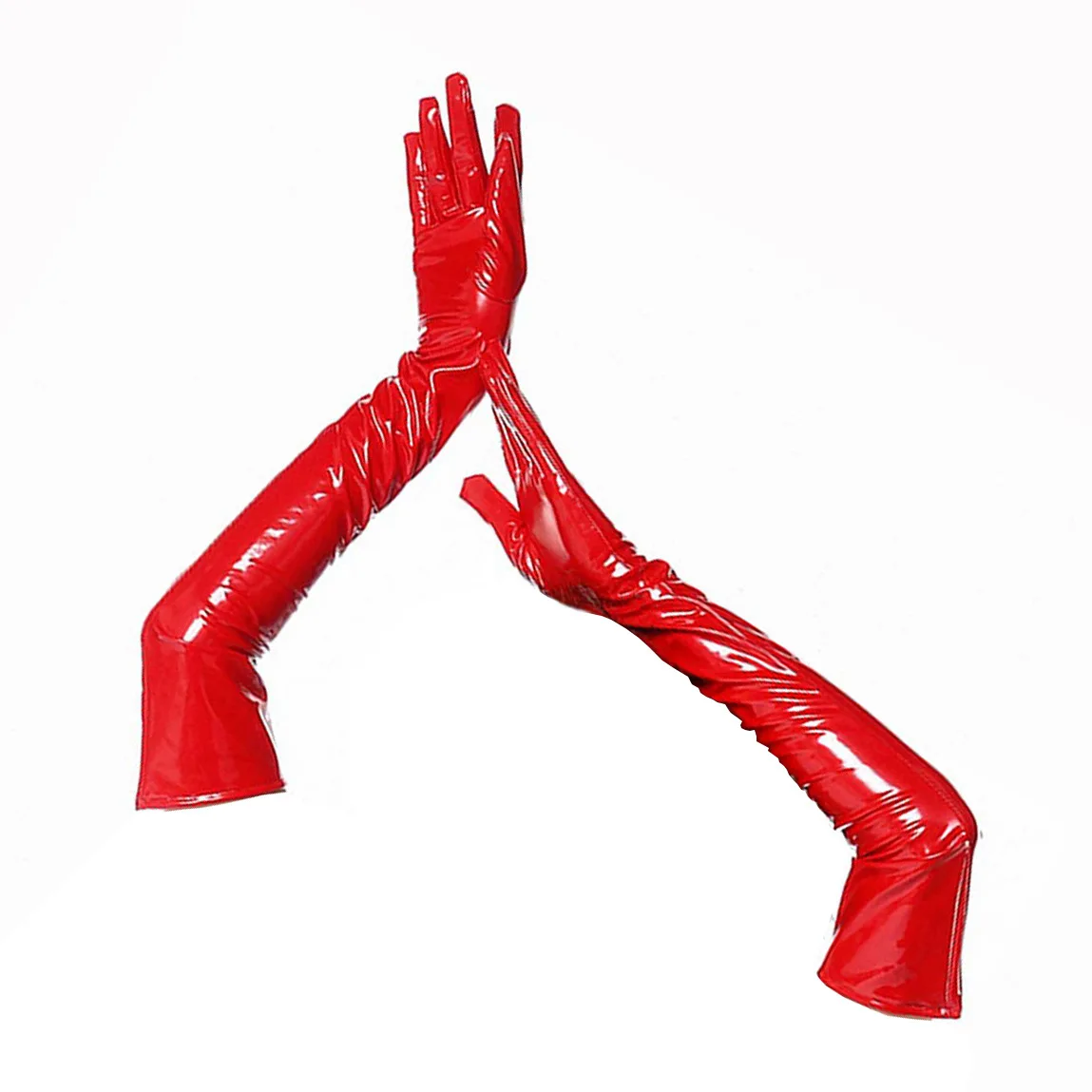 Shiny PVC Latex Mittens Sexy PU Leather Skinny Long Glove Dance Gloves