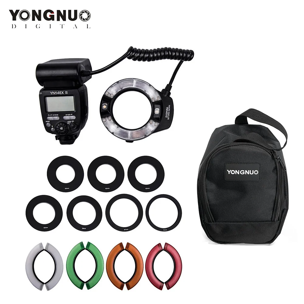 

Кольцевая вспышка YONGNUO YN14EX II для макросъемки GN18 5600K TTL вспышка лампа для Sony A7III A7IV A7R III A7S III A7C A9II A6600 A6500 A6300