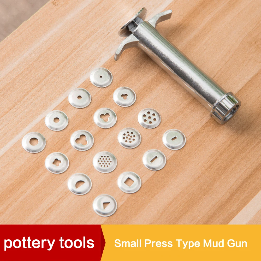 

Инструменты для керамики, маленький пресс для глиняного пистолета, выжималка для глины, пресс для кружева глины для моделирования, 19 различ...