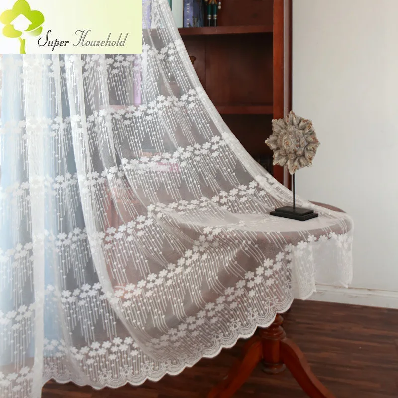 

Корейские КРУЖЕВНЫЕ ШТОРЫ с вышивкой, прозрачные для гостиной, роскошные основовязаные белые тюлевые шторы для спальни, Детские готовые ок...