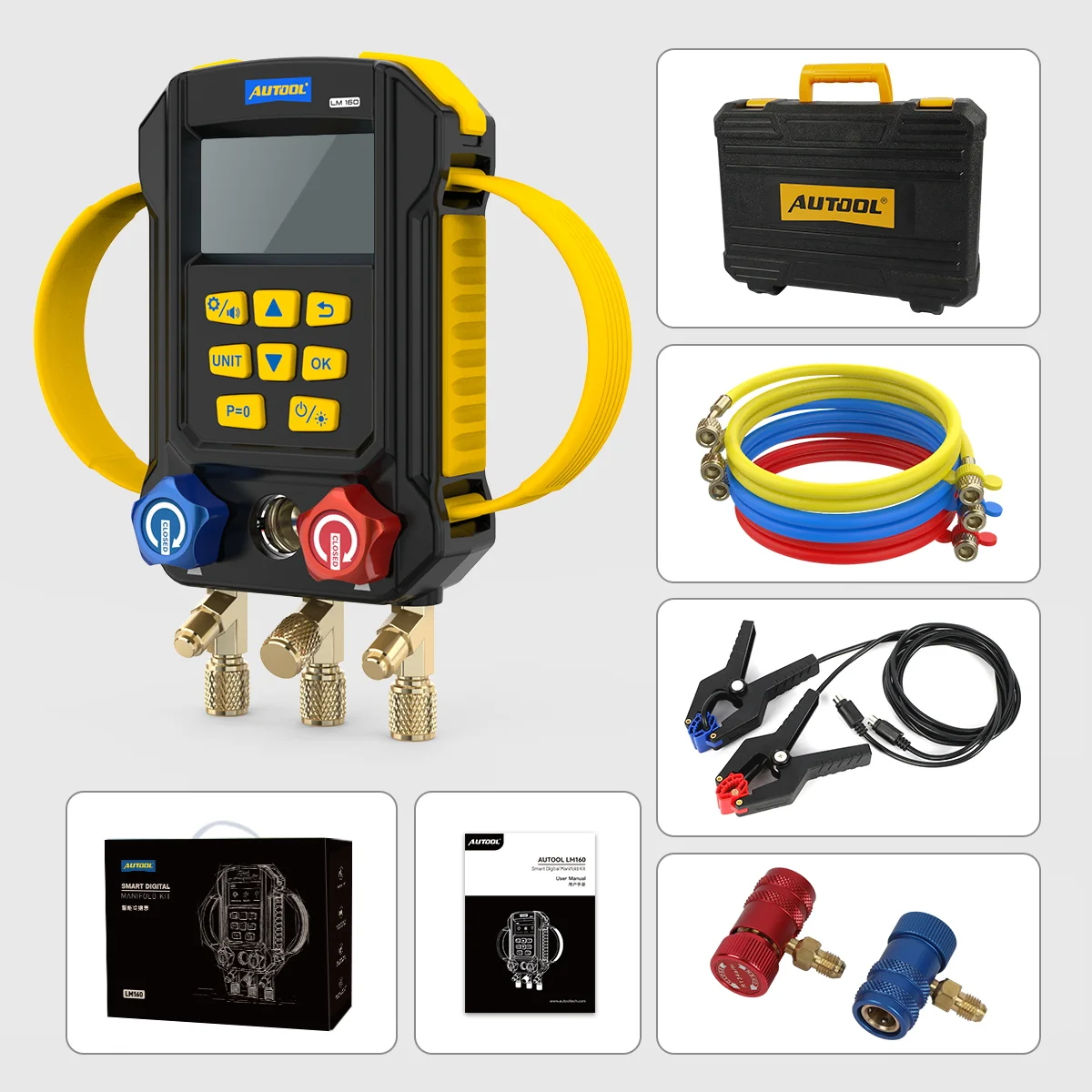 Фото Детектор хладагента Ranlraka AUTOOL LM160 для R1234yf и R134a, манометрический коллектор, комплект манометров, детектор утечки хладагента LM160. №1