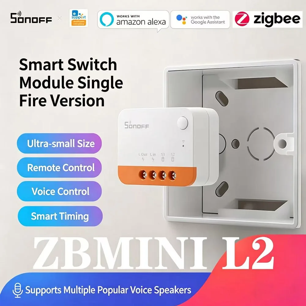Фото Умный выключатель SONOFF Zigbee1-8 PCS ZBMINI-L2 DIY: модуль управления без нейтрального провода, совместим с Alexa, Google, Алиса Смарт №5