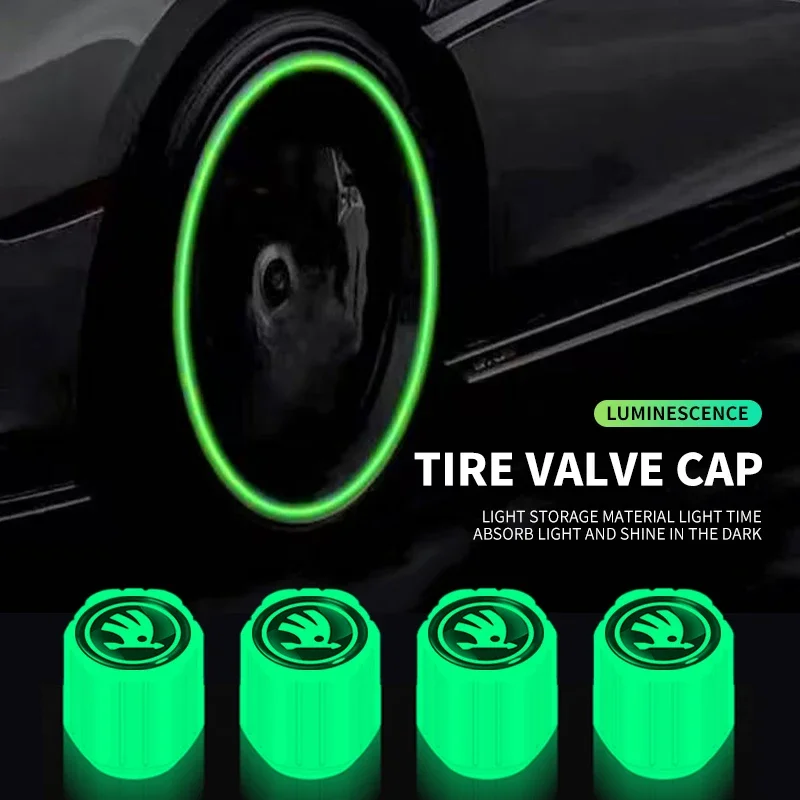 Светящиеся колпачки клапанов Ночная светящаяся автомобильная шина декор для Skoda