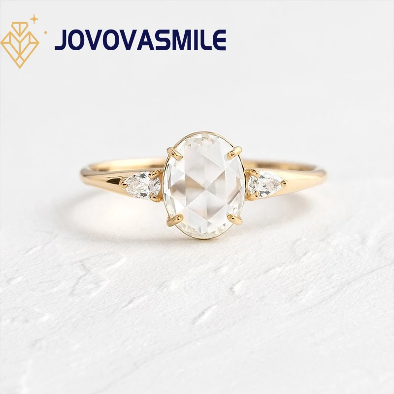 

JOVOVASMILE Oval Shape Moissanite Ring 2carat 4-Prong Special Rose Cut 18k 14k 9k Gold Vvs1 D Color Anillos Mujer Wedding