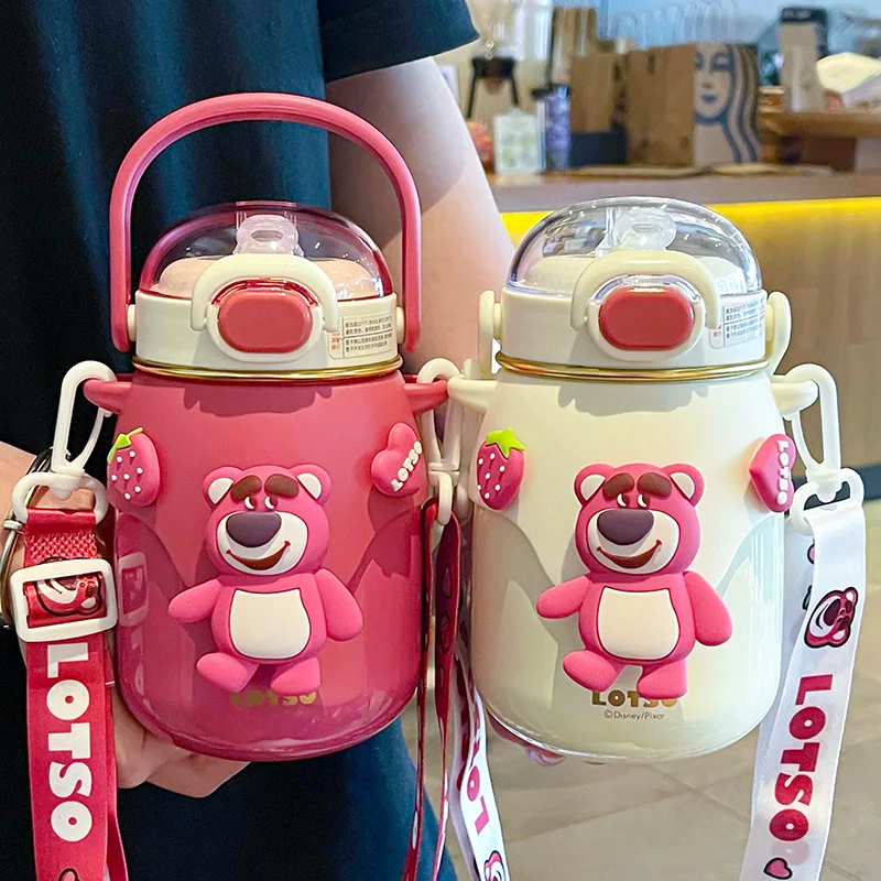 700 мл изолированная чашка с клубничным медведем мультяшная кукла соломенная