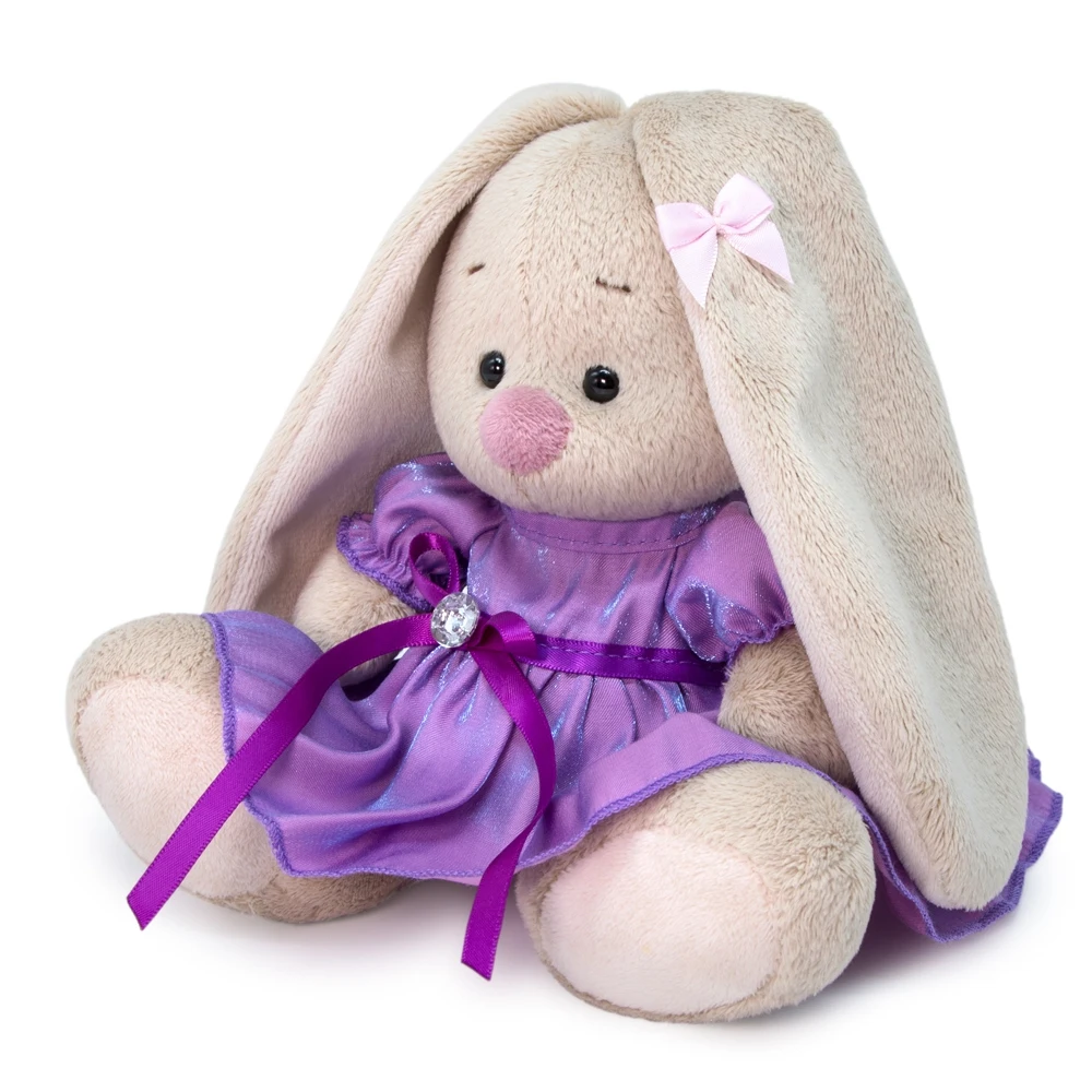 Мягкая игрушка Зайка Ми в сиреневом платье с блеском Басик (100% ОРИГИНАЛЬНЫЙ Budi Basa