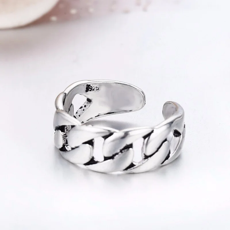 Винтажные открытые кольца в ретро-стиле серебряный цвет широкая цепь панцирного