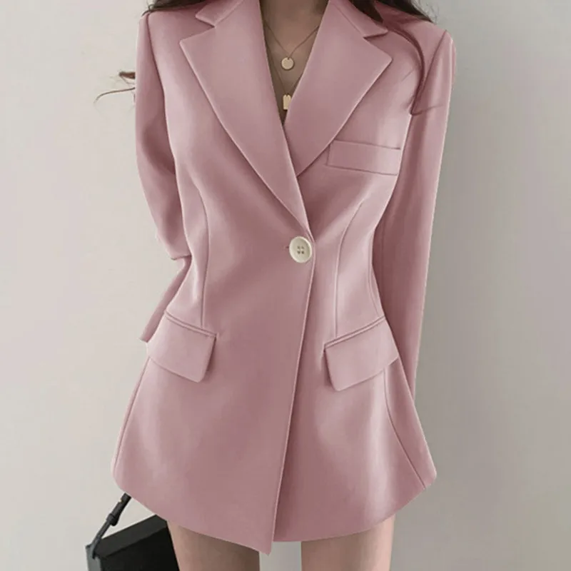 

Women's Blazers Coat 2023 Spring Autumn Fashion Vintage Blazer Jacket Office Lady Korean Slim Jacket Ladies Temperament Outwear