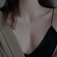 silver color star moon necklace for women clavicle chain woman girl wedding jewelry party birthday gift accessories