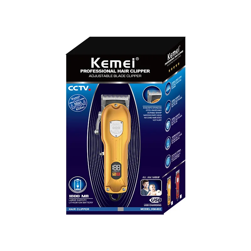 Kemei Hair clipper Hairdressing Cordless Use Trimmer Barber Professional Rechargeable Electric Cutting Machine For Man | Бытовая