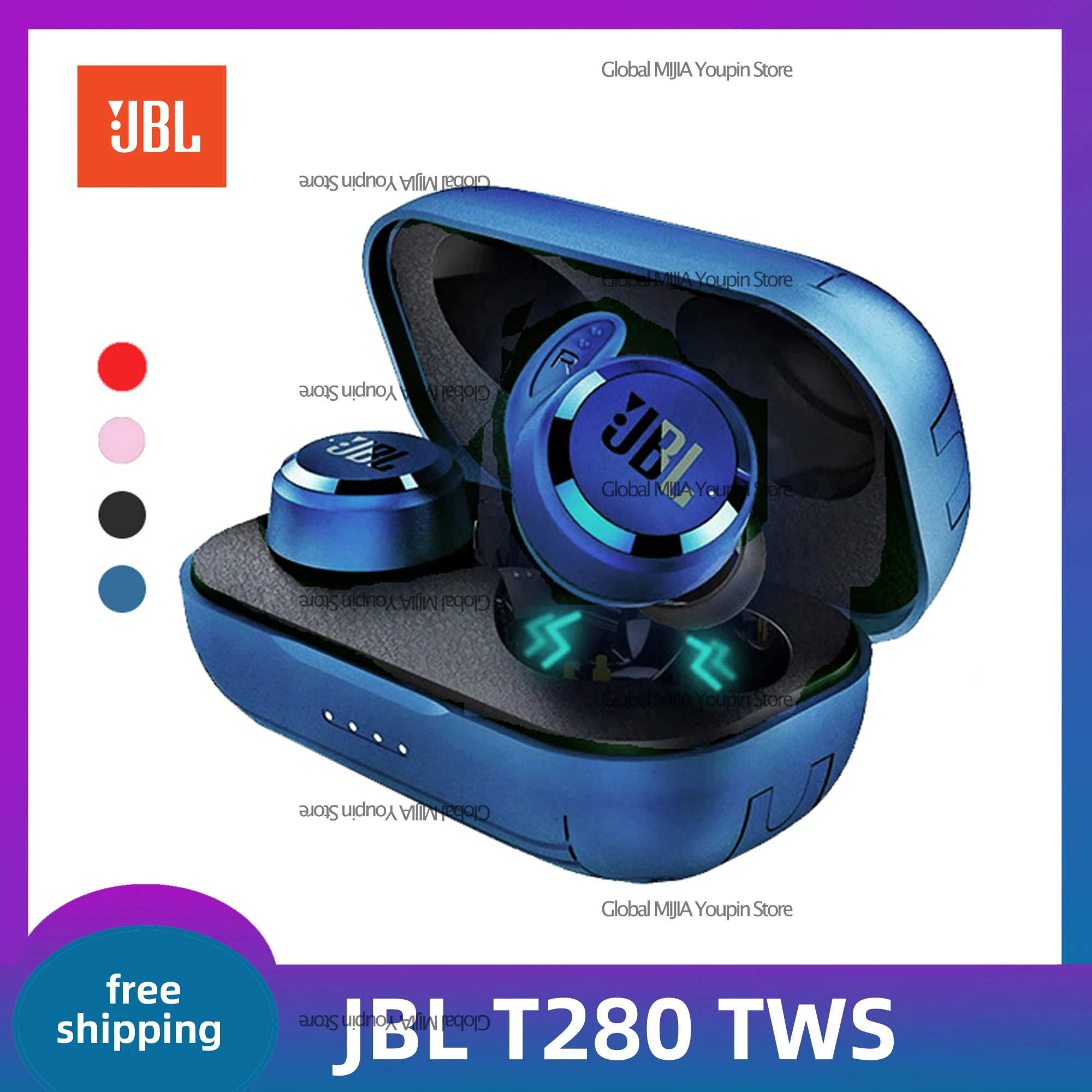 

100% original JBL T280 TWS Wireless Bluetooth Earphone Sports Earbuds Deep Bass Headphones Waterproof Headset with Charging Case