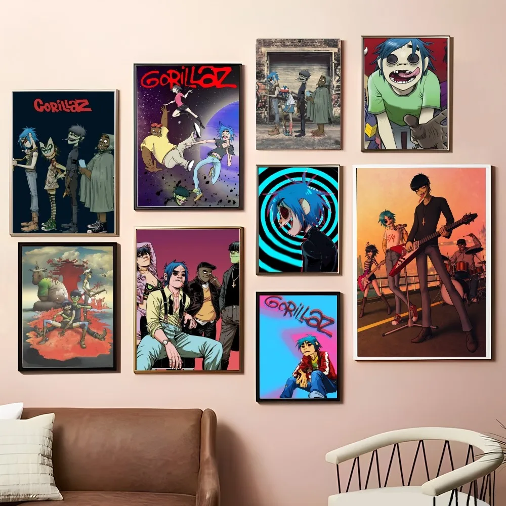 

Самоклеящийся плакат Gorillaz, искусство, фотография, комната, бар, кафе, винтажный декоративный