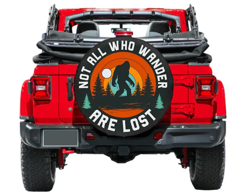 

Spare Tire Cover, Bigfoot Not All Who Wander are Lost, Tire Cover bigfoot Car accessories, Accessories Bigfoot