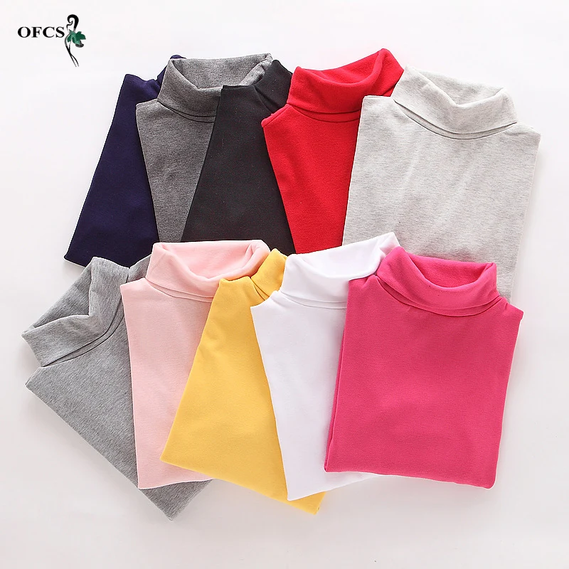 

Весенняя детская одежда, футболки для девочек, Новое поступление, Повседневный пуловер с высоким воротником, свитер, Детские футболки, тепл...