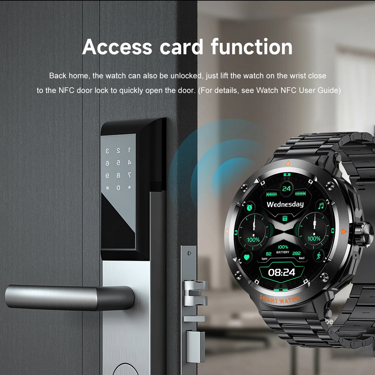 Фото LIGE Новые умные часы 2 в 1, наушники TWS Bluetooth, 1,46 дюйма, NFC, контроль доступа, монитор сердечного ритма и здоровья, мужские умные часы №3