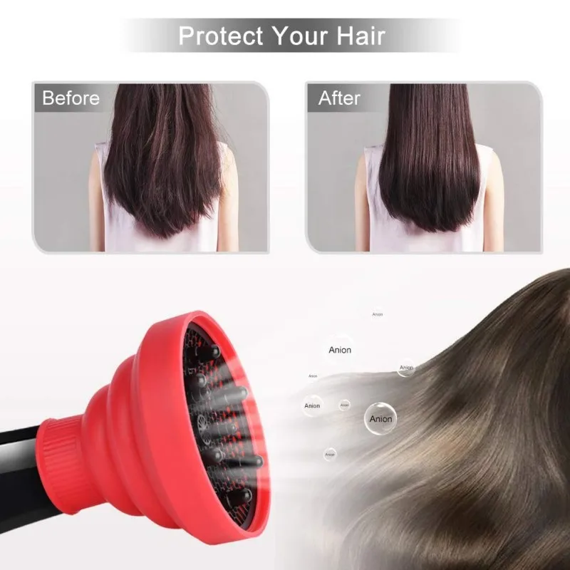 Collapsible Silicone Hair Dryer Diffuser Travel and Easy Storage Fit Nozzle Diameter Suitable 4-4.8cm Hairdressing Tools images - 6