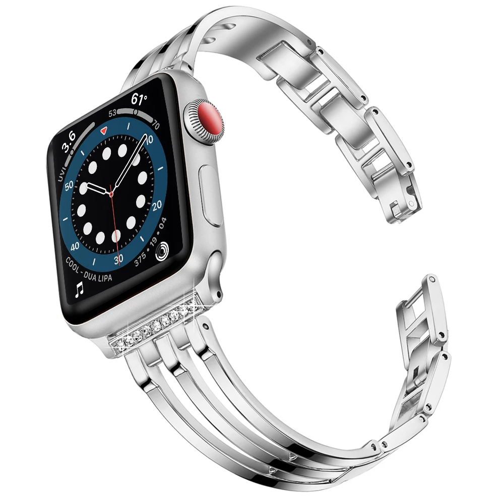 Для apple watch 6 se ремешок + чехол 40 мм 44 для iwatch 5 4 3 38 42 Bling Jewelry браслет из нержавеющей
