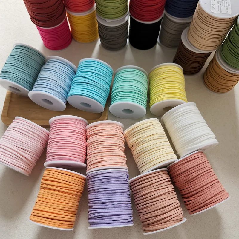 

50 yards 2.5MM Flat Faux Suede Braided Cord Leather Korean Velvet Leather Belt for Jewelry Making Diy Handmade Bracelet Cords