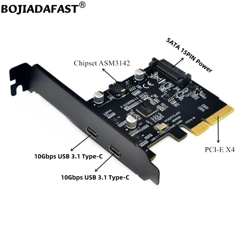 2*10 Гбит/с USB 3. 0 Type-C коннектор к PCI Express X4 PCI-E 4X Плата расширения контроллера ASM3142 с SATA