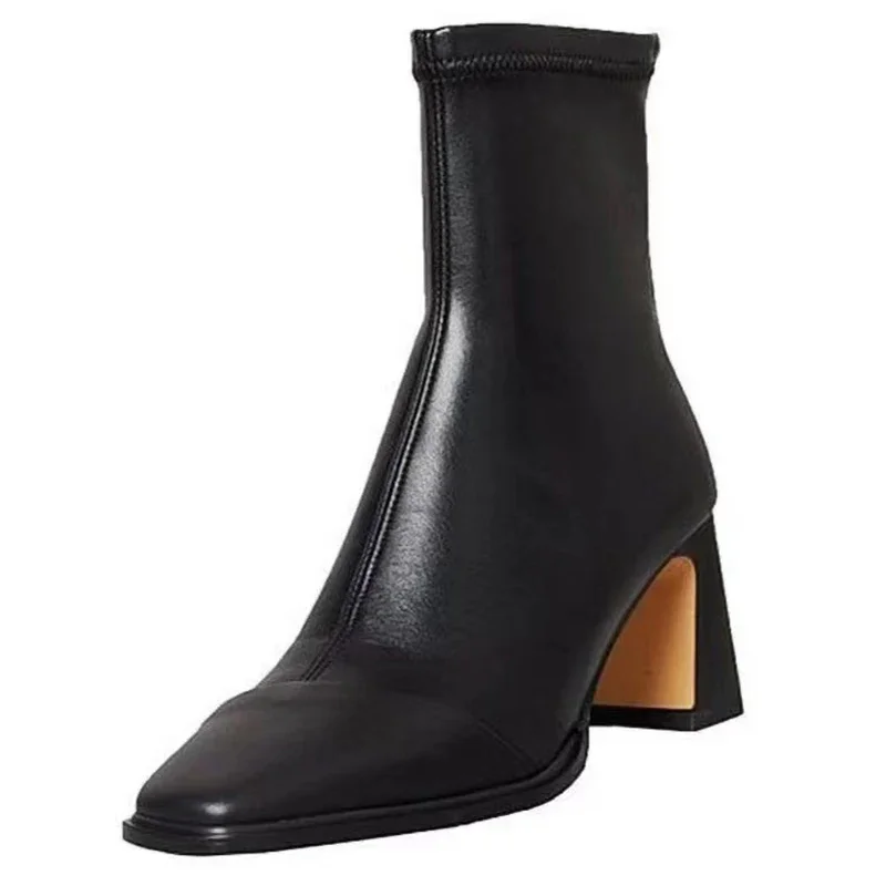 Женские ботильоны с квадратным носком на толстом каблуке